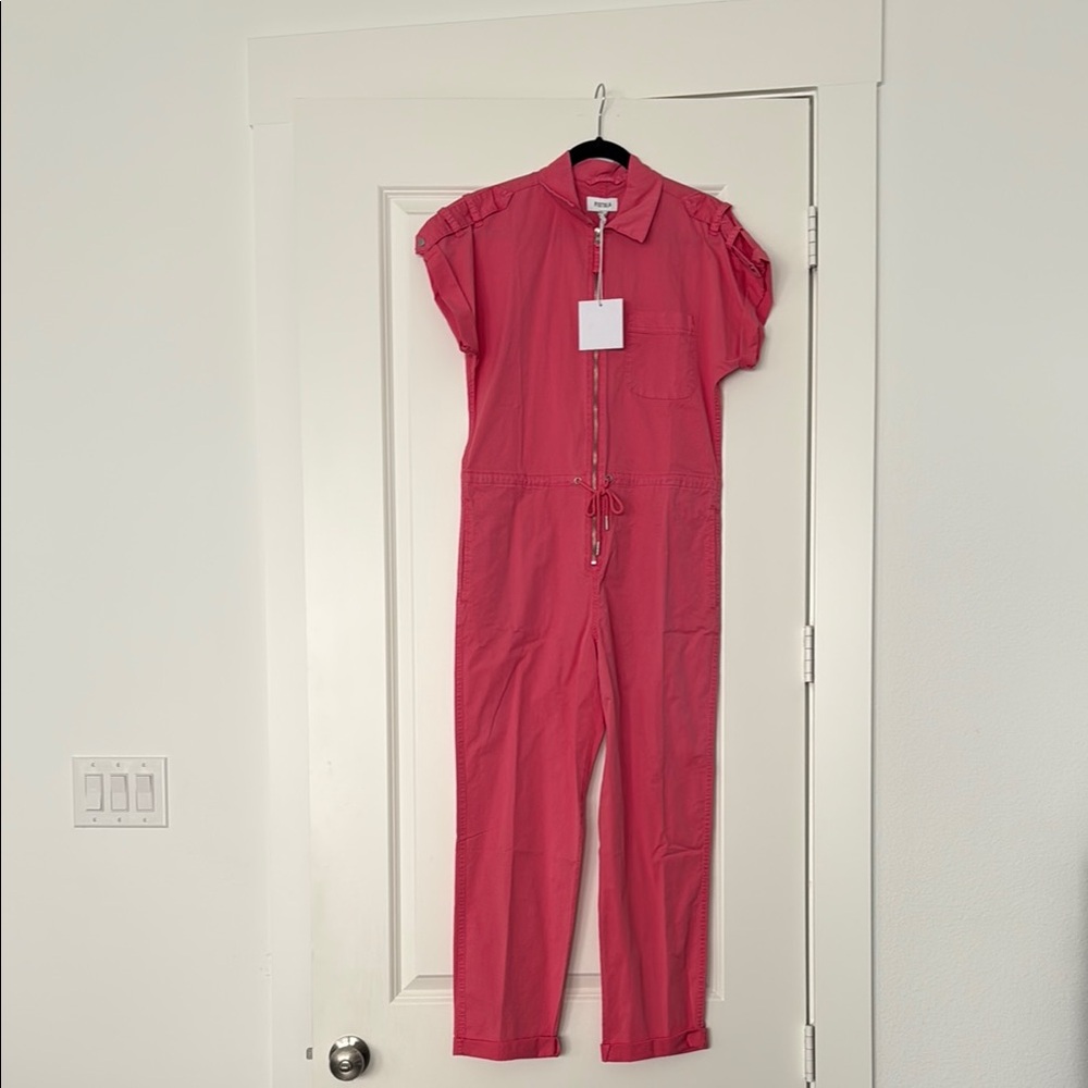 Jordan Pink Utility Jumpsuit with Collared Neckline